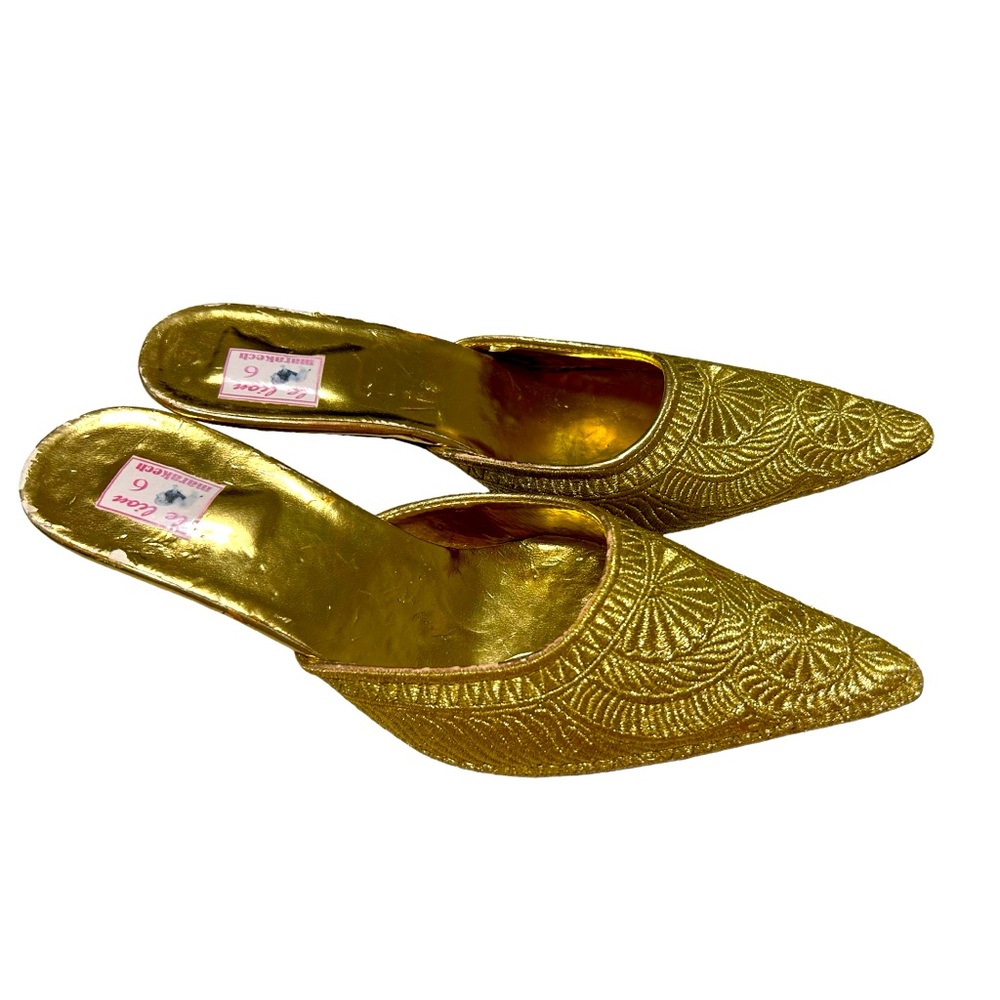 Morocco shoes gold Marakech kitten heels